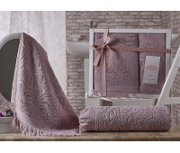 1687 Комплект махровых полотенец 'KARNA' ESRA 50x90-70х140 см Грязно-розовый