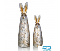 Фигурки зайцев Perry, набор из 2-х шт. Цвет платиновый. Размер