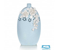 Широкая ваза из керамики Azalea. Цвет бело-голубой. Размер