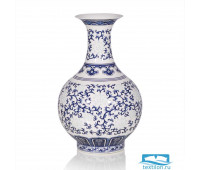 Новинка Декоративная ваза Oriental. Цвет бело-синий. Размер