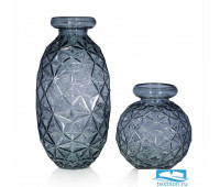 Низкая стеклянная ваза Mironia. Цвет серый. Размер 18х22 см.