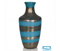Широкая ваза из стекла Siaran. Цвет бронзово-голубой. Размер