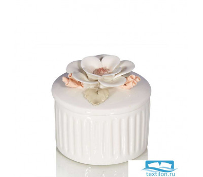 Шкатулка с цветком Feona. Цвет белый. Размер 8х8 см. керамика