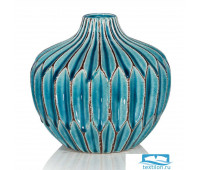 Небольшая ваза из керамики Kerry. Цвет синий. Размер 17х16 см.