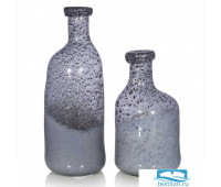 Низкая ваза из стекла Glesby. Цвет серебряный. Размер 14х28 см.