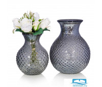 Стеклянная ваза для цветов Whitney (малая). Цвет серый. Размер