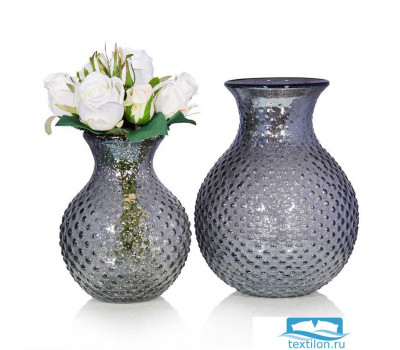 Стеклянная ваза для цветов Whitney (большая). Цвет серый.