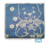 Одеяло шерстяное голубое 85%шерсть, 15%ПЕ 100x140