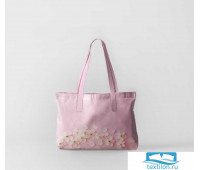 Пляжная сумка (оксфорд 50х40 см) Цветы вишни на розовом фоне