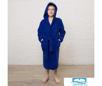 Халат махровый детский, размер 28, цвет синий