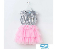 Платье для девочки KAFTAN, серебряный/розовый