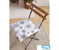 Сидушка на стул 'Синие снежинки' 42х42х5 см, 100% хлопок