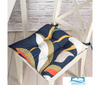 Подушка на стул/ табурет на завязках Листья, ткань 100% хлопок