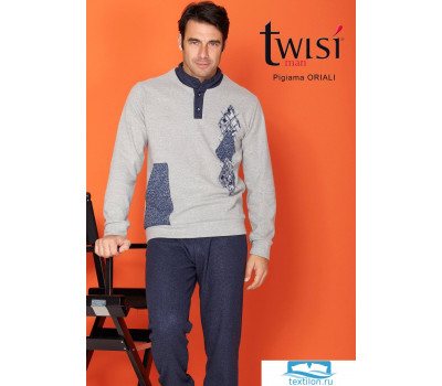 Теплая мужская домашняя одежда из смесовой ткани Twisi