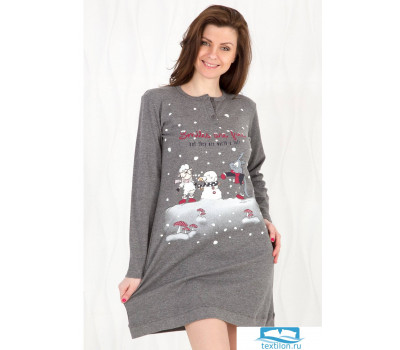 Уютное домашнее платье с зимним рисунком Happy people HP_3221