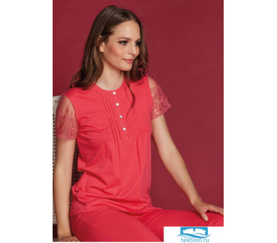 Яркая женская пижама с коротким рукавом Vilfram V_9226 Красный