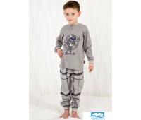 Уютная пижама для мальчика с клетчатыми брюками Happy people