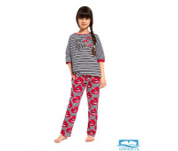 090 Пижама детская 140 Красный + серый