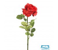 Цветок искусственный (на ножке) Роза алая h=70см. (min24)