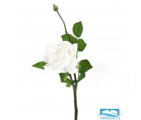 Цветок искусственный (на ножке) Роза белая h=40см. (min24)