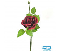 Цветок искусственный (на ножке) Роза бордовая h=40см. (min24)