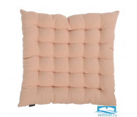 Подушка стеганая на стул из умягченного льна розово-пудрового