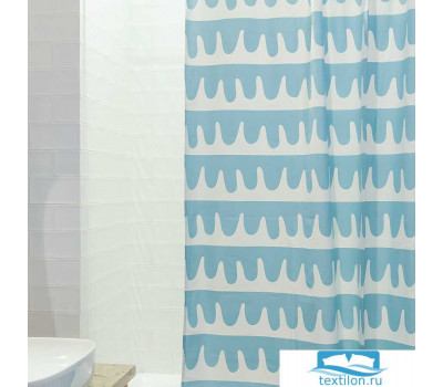 Штора для ванной Popple голубого цвета Cuts&Pieces, 180х200 см