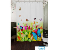 Фотоштора для ванной (джордан 180х200 см - 1 шт) Бабочки на