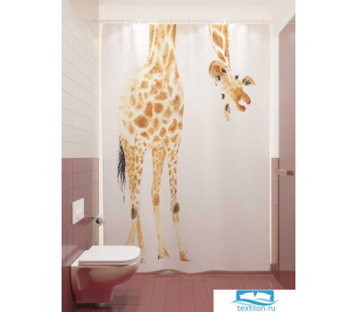 Фотоштора для ванной (джордан 180х200 см - 1 шт) Жираф