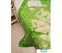 Одеяло детское шерстяное 'Котёнок',зеленый,100*140 27390.К.З