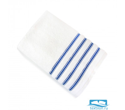 Эдем 70*140 белое синяя полоса полотенце Микрокоттон
