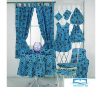 Набор J.C.SILVA: шторы+полотенце+скатерть 150х150 арт.Mostarda blue