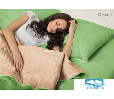 Набор Multi Set + Одеяло-покрывало 'Multi Blanket' Sleep iX 240x220 Ткань: Зеленый, Мех: Темно-Бежевый + простыня 230x240, наволочки 50х70 (2шт), подушки 50х70 (2шт)
