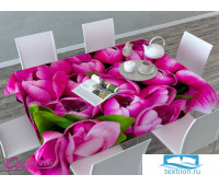 00256-СК-ГБ-003 Скатерть 3D 'Розовые тюльпаны', Габардин (100% полиэстер), 120х145 см, , упаковка: ПВХ